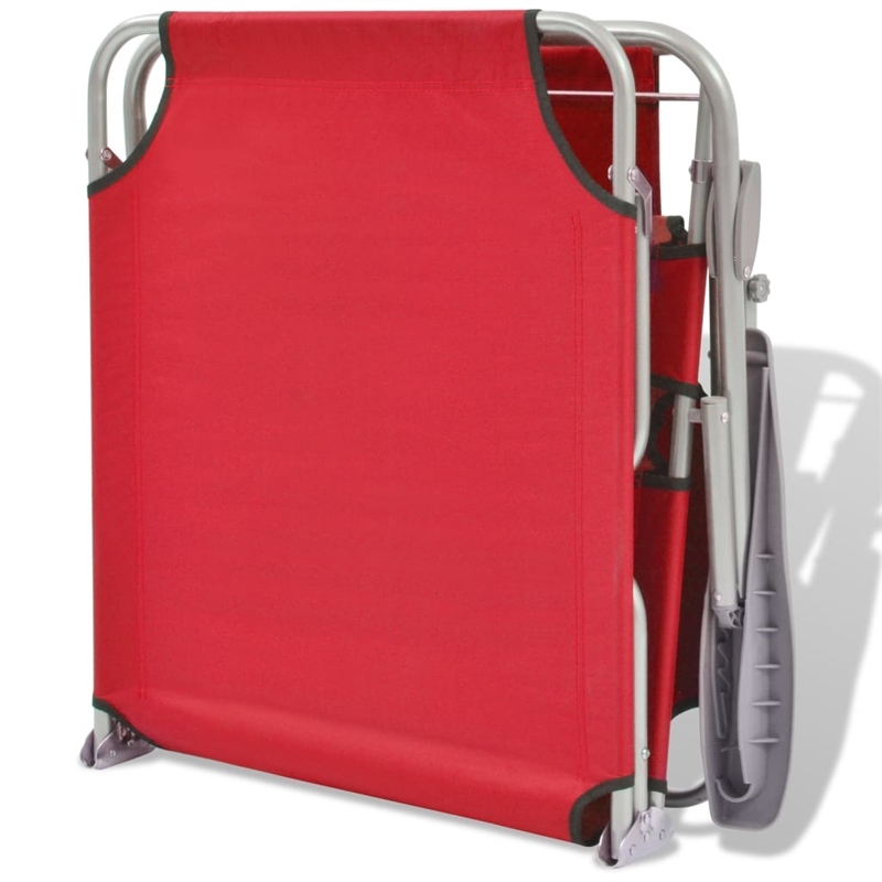 vidaXL Powder-Coated Steel Sunlounger w/ Polyester Fabric in Red One Size