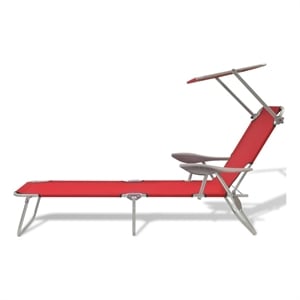 vidaXL Powder-Coated Steel Sunlounger w/ Polyester Fabric in Red One Size