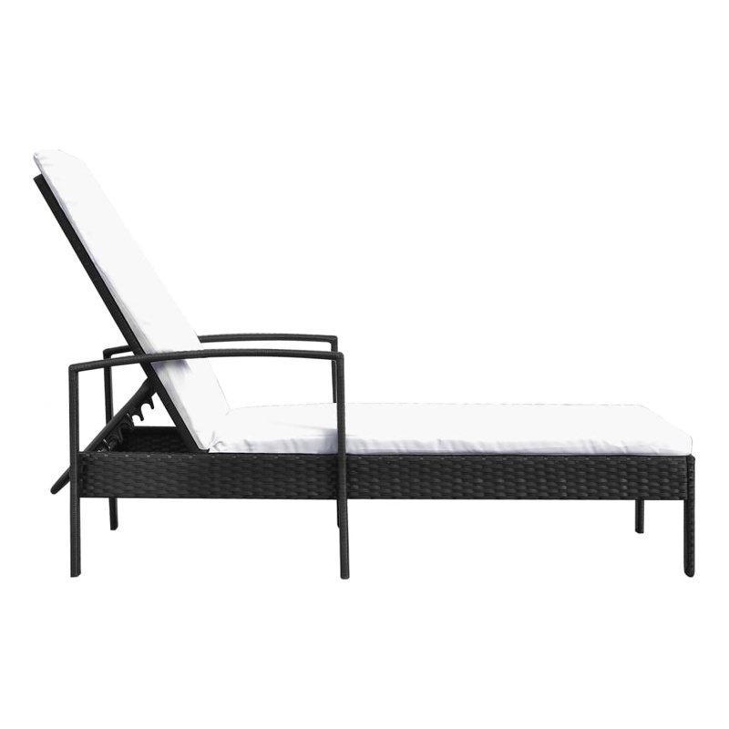 vidaXL PE Rattan Standard Sun Lounger w/ Adjustable Armrests in Black