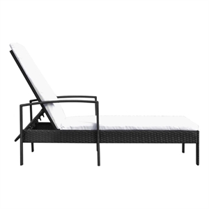 vidaXL PE Rattan Standard Sun Lounger w/ Adjustable Armrests in Black