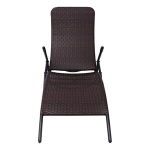 vidaXL Poly Rattan Medium Sun Lounger w/ Powder-Coated Steel in Brown