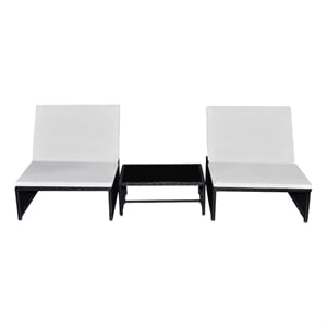 vidaXL Reclining Garden Chair in Black & Cream White (Set of 3)