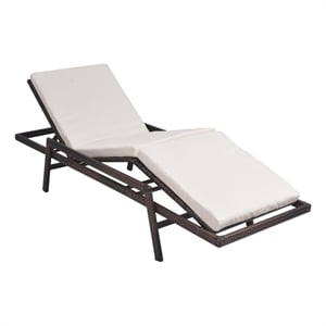 vidaXL PE Rattan Sun Lounger w/ Powder-Coated Steel & Cushion in Brown