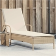 vidaXL Poly Rattan Standard Sun Lounger w/ Armrests in Beige