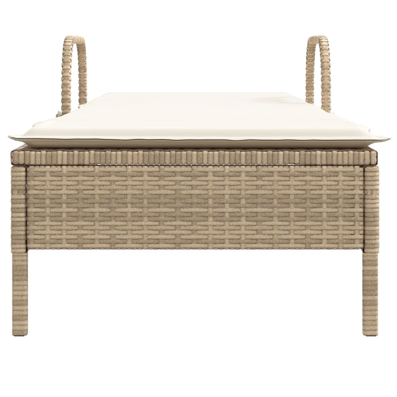 vidaXL Poly Rattan Standard Sun Lounger w/ Armrests in Beige