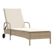 vidaXL Poly Rattan Standard Sun Lounger w/ Armrests in Beige