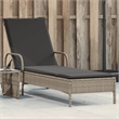 vidaXL PE Rattan Medium Sun Lounger w/ Armrests in Light Gray