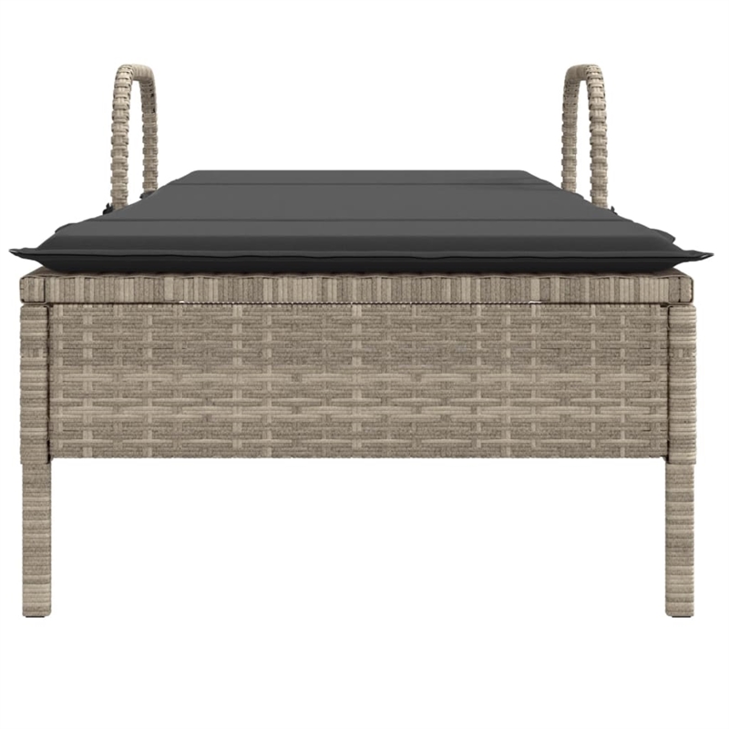 vidaXL PE Rattan Medium Sun Lounger w/ Armrests in Light Gray