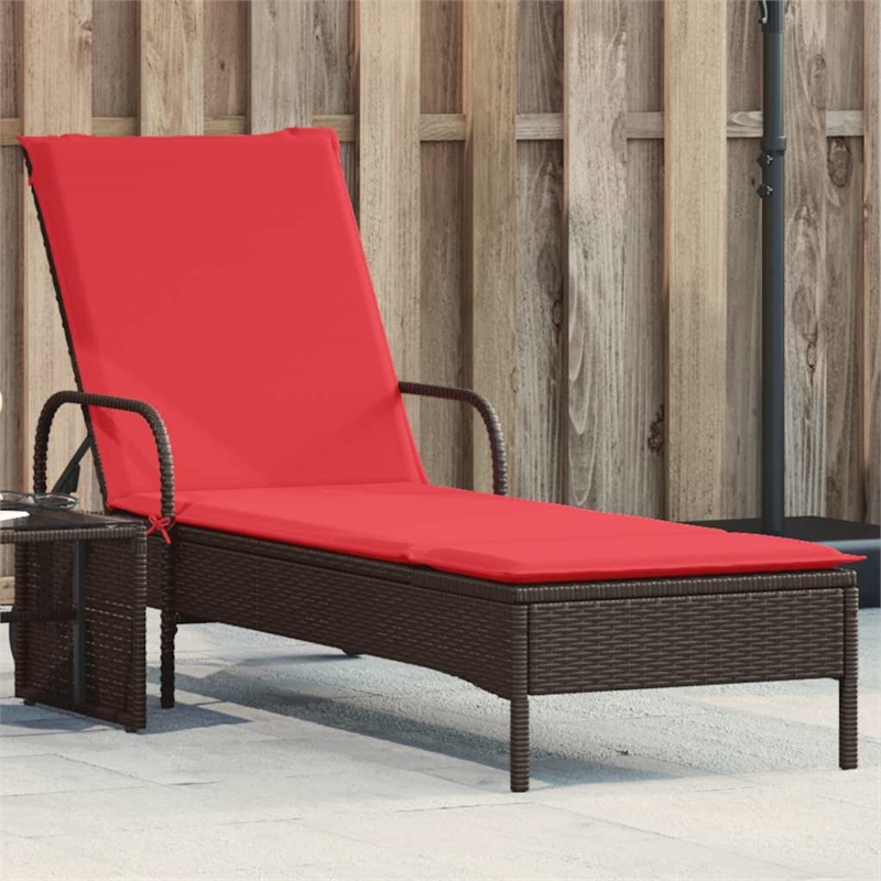 vidaXL PE Rattan Steel Standard Sun Lounger in Brown