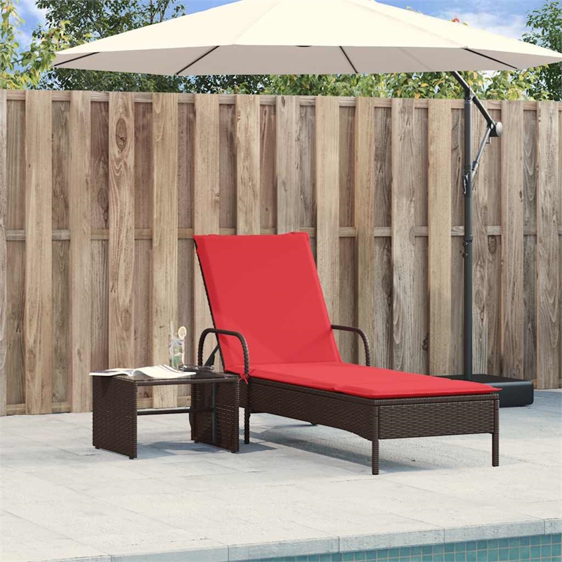 vidaXL PE Rattan Steel Standard Sun Lounger in Brown