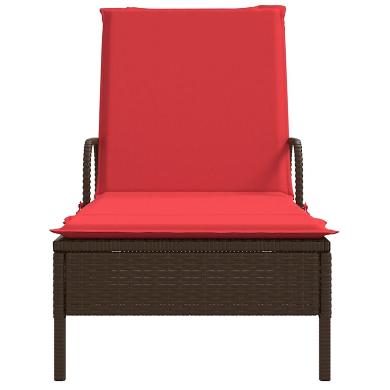 vidaXL PE Rattan Steel Standard Sun Lounger in Brown