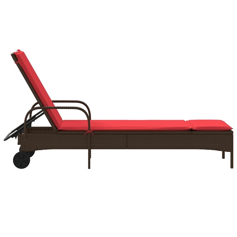 vidaXL PE Rattan Steel Standard Sun Lounger in Brown