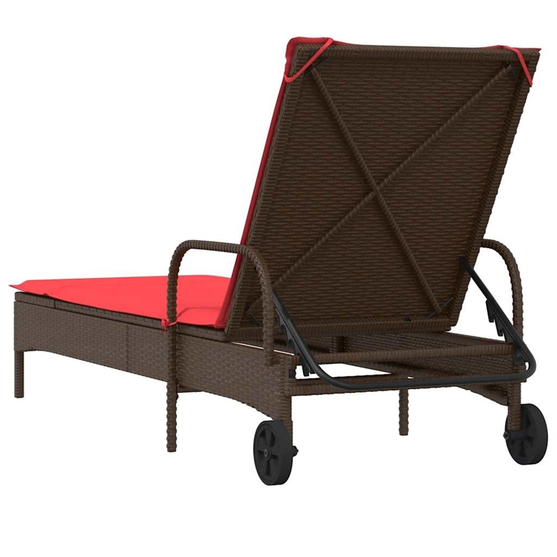 vidaXL PE Rattan Steel Standard Sun Lounger in Brown