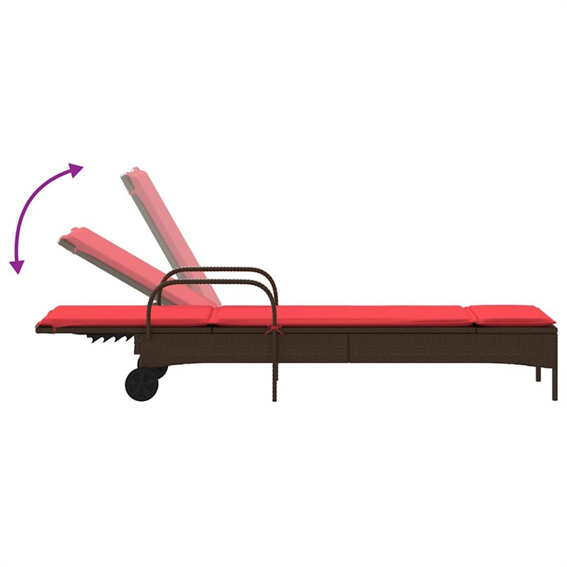 vidaXL PE Rattan Steel Standard Sun Lounger in Brown