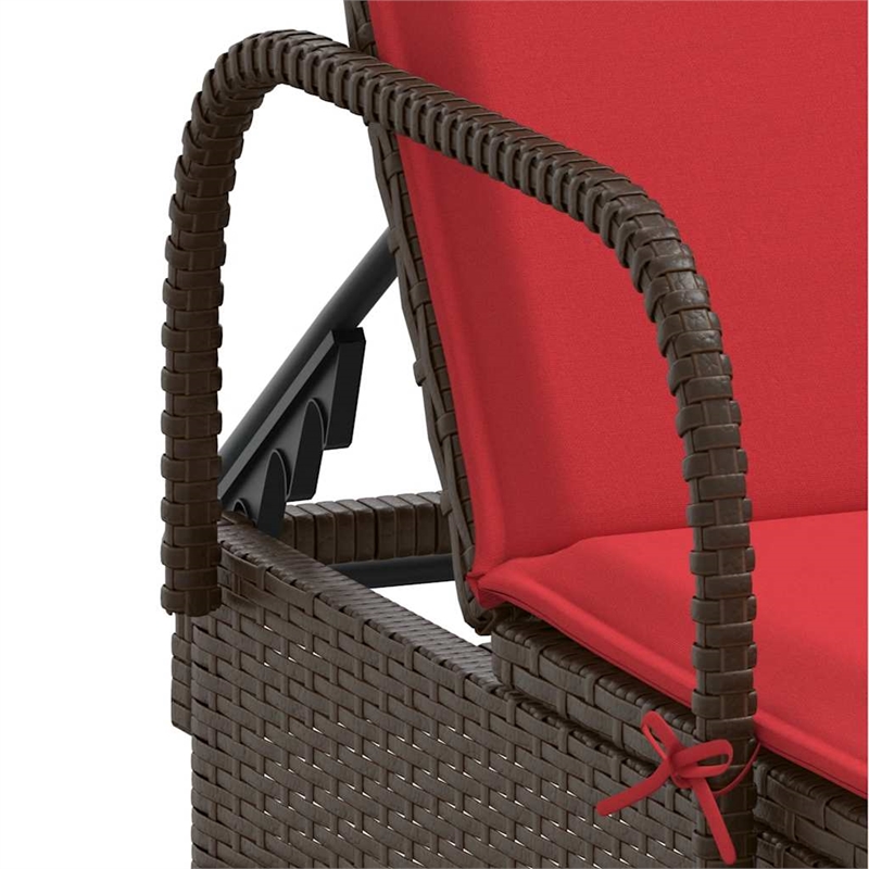 vidaXL PE Rattan Steel Standard Sun Lounger in Brown
