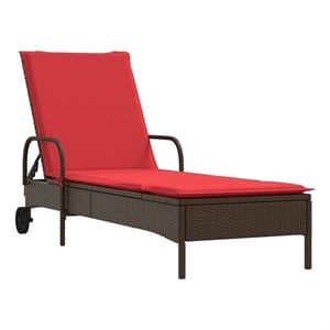 vidaXL PE Rattan Steel Standard Sun Lounger in Brown