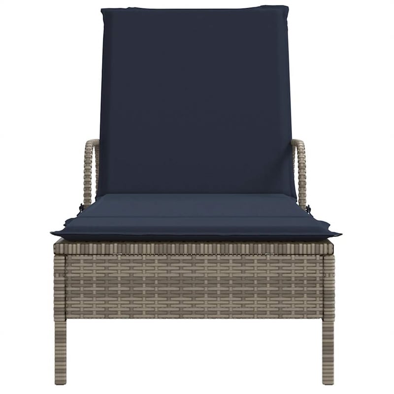 vidaXL PE Rattan Steel Polyester Sun Lounger in Gray