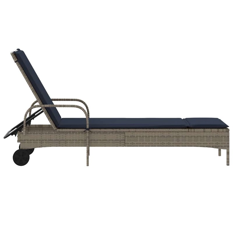 vidaXL PE Rattan Steel Polyester Sun Lounger in Gray