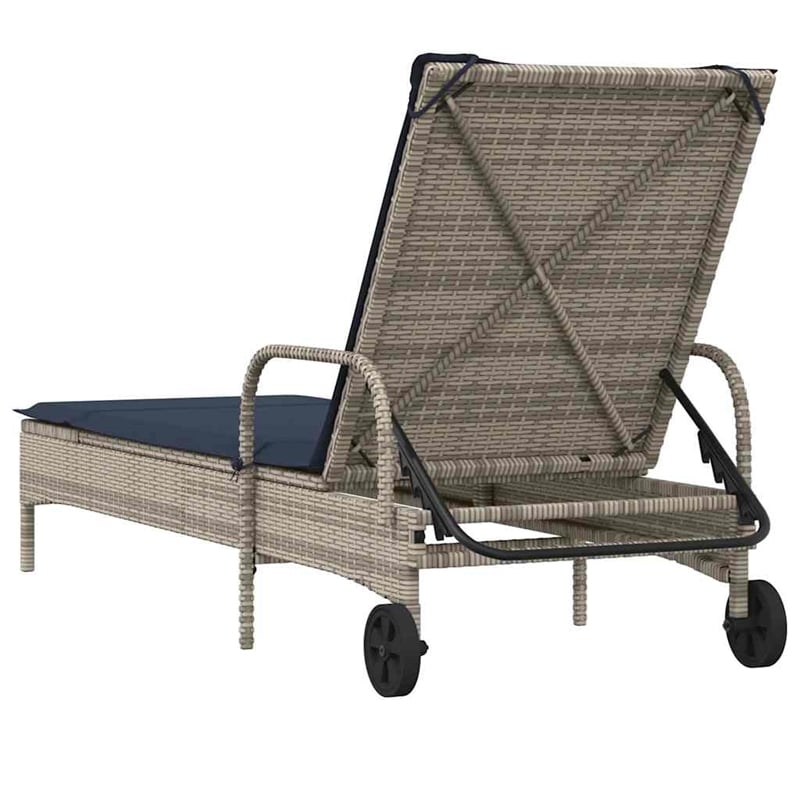 vidaXL PE Rattan Steel Polyester Sun Lounger in Gray