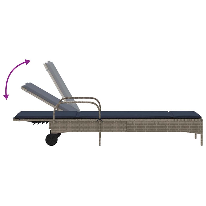 vidaXL PE Rattan Steel Polyester Sun Lounger in Gray