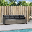 vidaXL PE Rattan Extra Long Sun Lounger w/ Covers in Gray