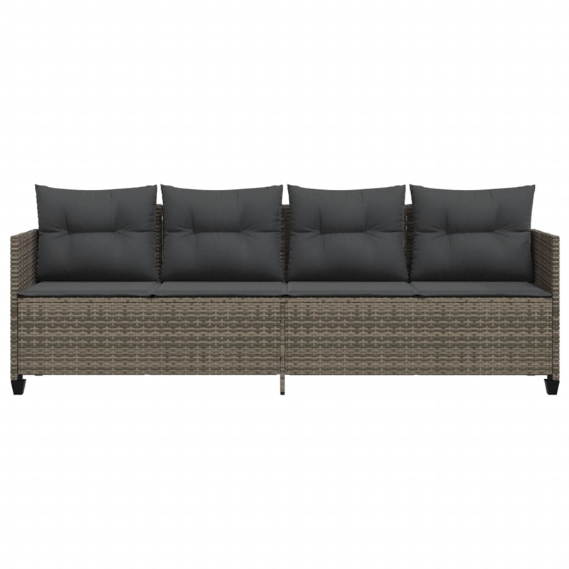 vidaXL PE Rattan Extra Long Sun Lounger w/ Covers in Gray
