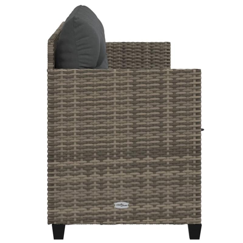 vidaXL PE Rattan Extra Long Sun Lounger w/ Covers in Gray