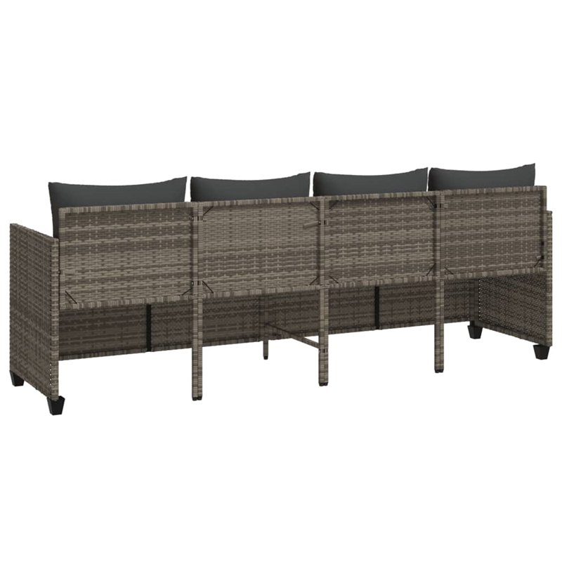 vidaXL PE Rattan Extra Long Sun Lounger w/ Covers in Gray