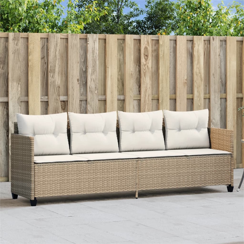 vidaXL PE Rattan UV-Resistant Single Sun Lounger in Beige