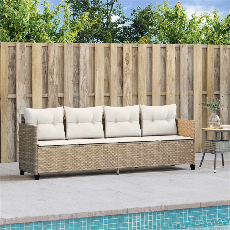 vidaXL PE Rattan UV-Resistant Single Sun Lounger in Beige