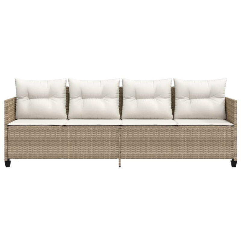 vidaXL PE Rattan UV-Resistant Single Sun Lounger in Beige