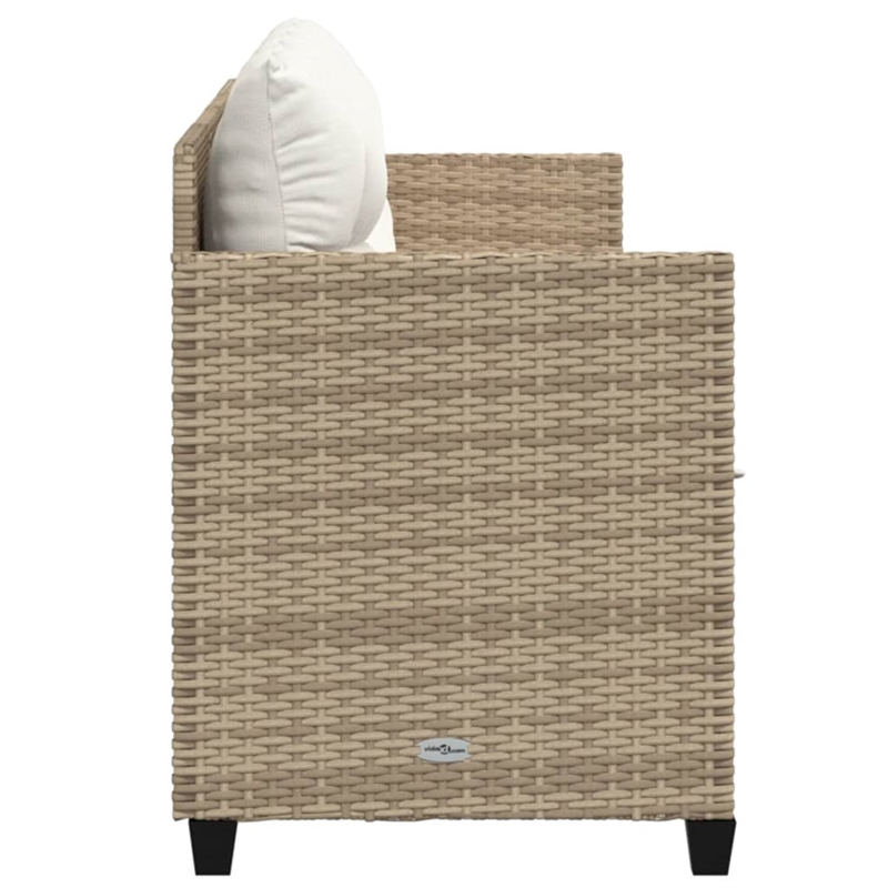 vidaXL PE Rattan UV-Resistant Single Sun Lounger in Beige