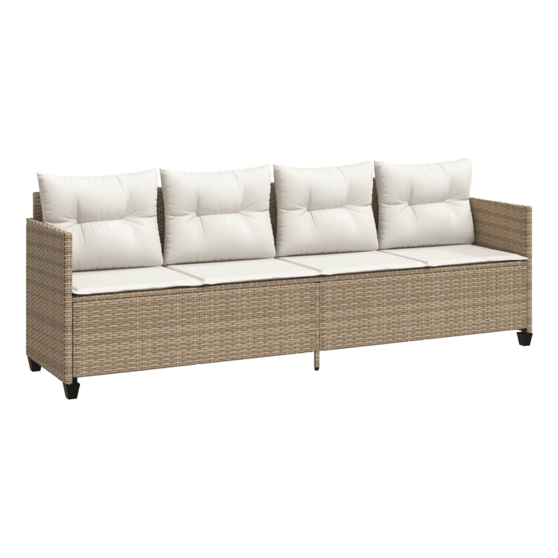 vidaXL PE Rattan UV-Resistant Single Sun Lounger in Beige