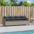 vidaXL PE Rattan Extra Long Sun Lounger w/ Covers in Light Gray