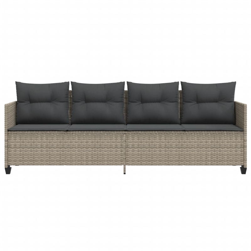 vidaXL PE Rattan Extra Long Sun Lounger w/ Covers in Light Gray