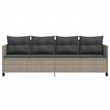 vidaXL PE Rattan Extra Long Sun Lounger w/ Covers in Light Gray