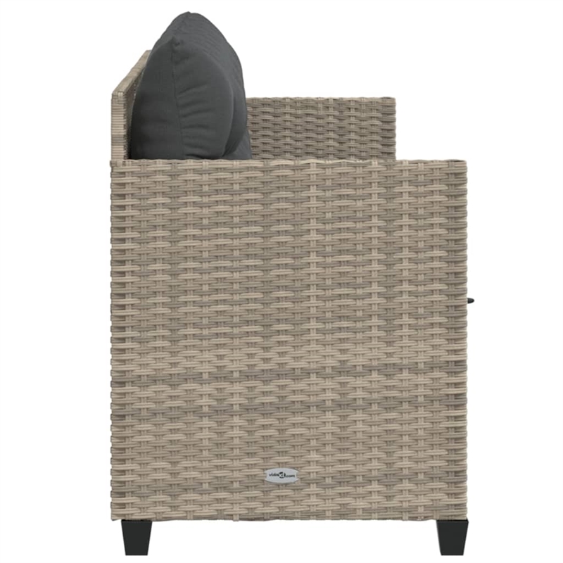 vidaXL PE Rattan Extra Long Sun Lounger w/ Covers in Light Gray