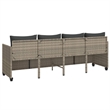 vidaXL PE Rattan Extra Long Sun Lounger w/ Covers in Light Gray