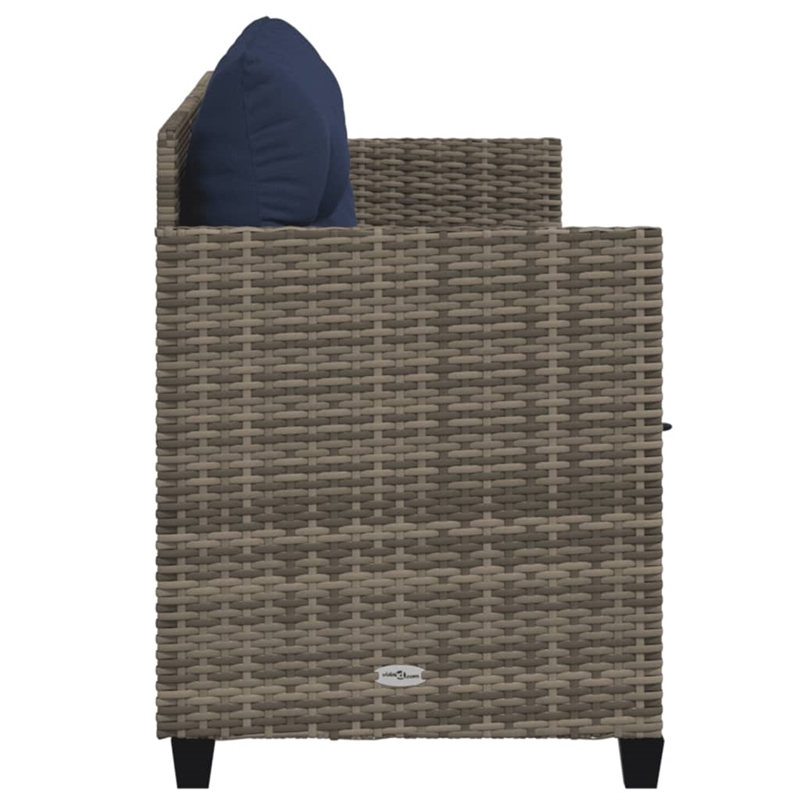 vidaXL PE Rattan Steel Polyester Sun Lounger in Gray and Navy