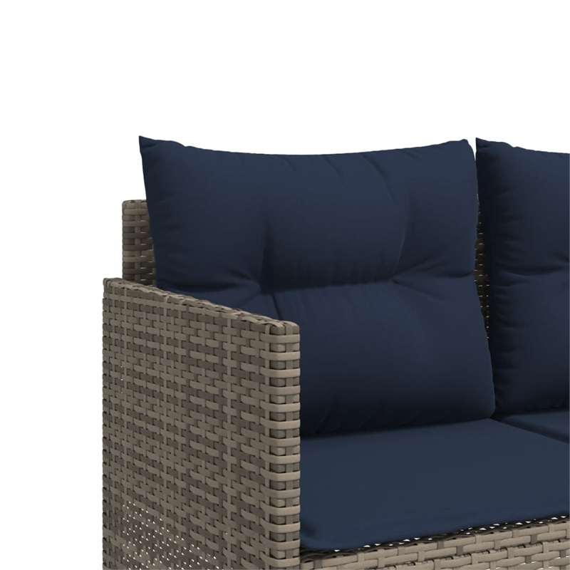 vidaXL PE Rattan Steel Polyester Sun Lounger in Gray and Navy