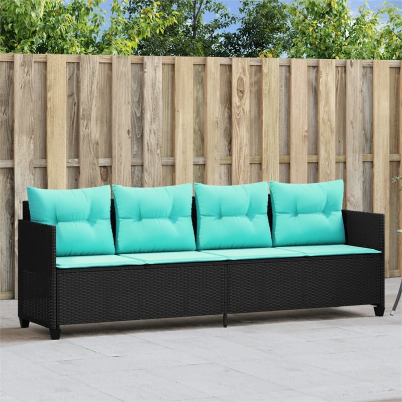 vidaXL PE Rattan 80.3x21.7x27.4in Sun Lounger in Black