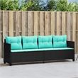 vidaXL PE Rattan 80.3x21.7x27.4in Sun Lounger in Black
