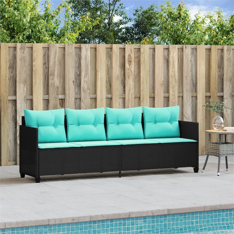 vidaXL PE Rattan 80.3x21.7x27.4in Sun Lounger in Black