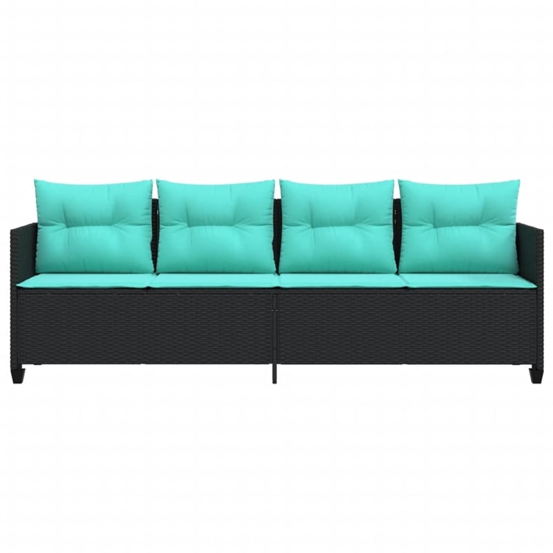 vidaXL PE Rattan 80.3x21.7x27.4in Sun Lounger in Black