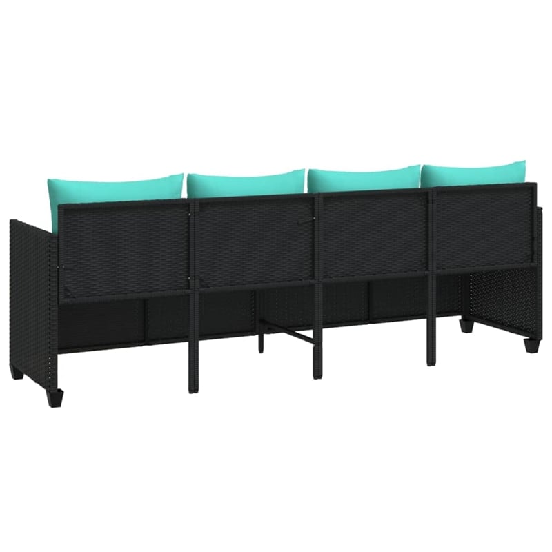 vidaXL PE Rattan 80.3x21.7x27.4in Sun Lounger in Black