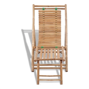 vidaXL Bamboo Full-Size Foldable Sun Lounger in Natural