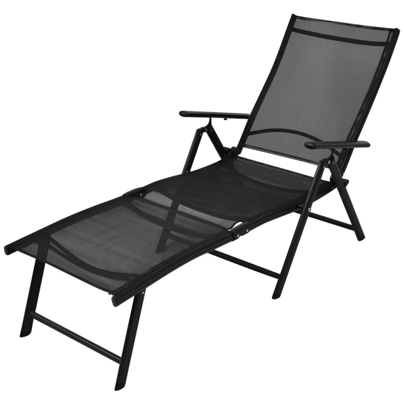 vidaXL Aluminum Large Foldable Sun Lounger in Black