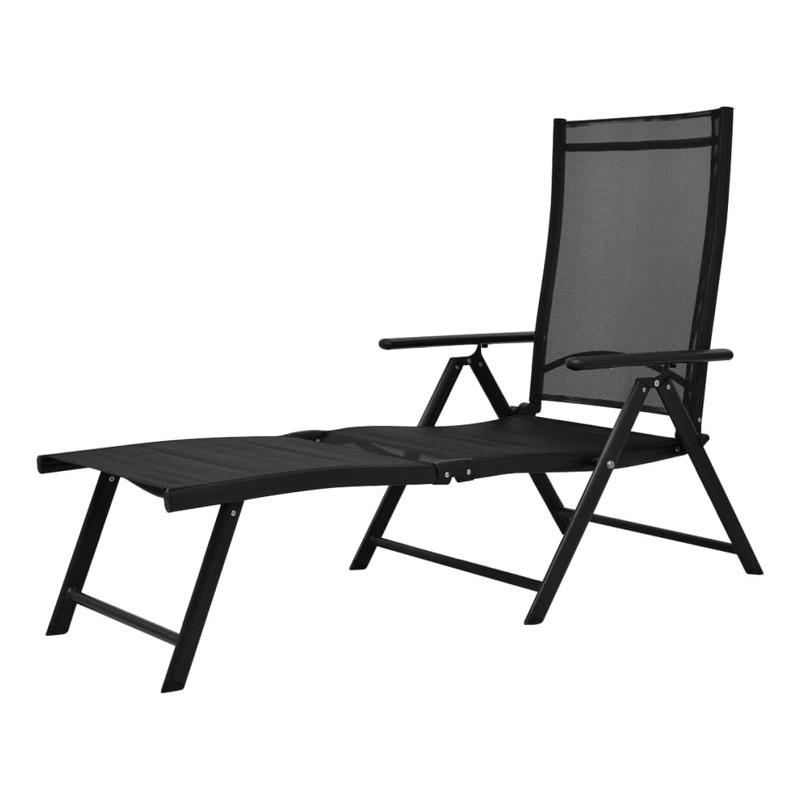 vidaXL Aluminum Large Foldable Sun Lounger in Black