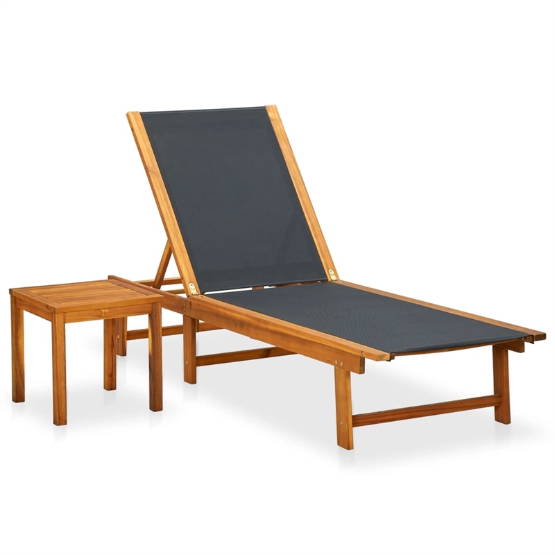 vidaXL Acacia Wood Large Sun Lounger w/ Multi-Position Backrest in Light Brown