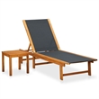 vidaXL Acacia Wood Large Sun Lounger w/ Multi-Position Backrest in Light Brown